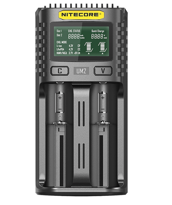 Nitecore UM2 inteligentní 2 slotová USB nabíječka pro Li-Ion, LiFePo4, Ni-MH, Ni-CD 
