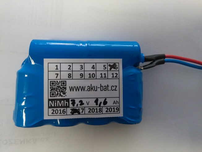 Modelářský akupack 7,2V 1,6Ah z článků Xcell NiMH 2/3A 1600mAh