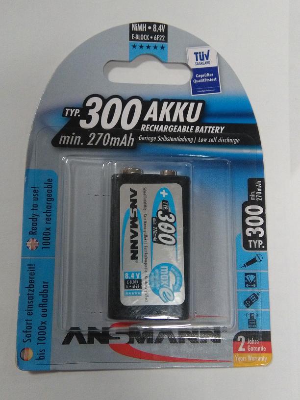 Ansmann akumulátor 9V NiMH 250 mAh maxE+ Typ 300 1ks
