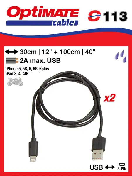 O113 příslušenství k Accumate a Optimate – kabel USB/ I-8PINX2 A