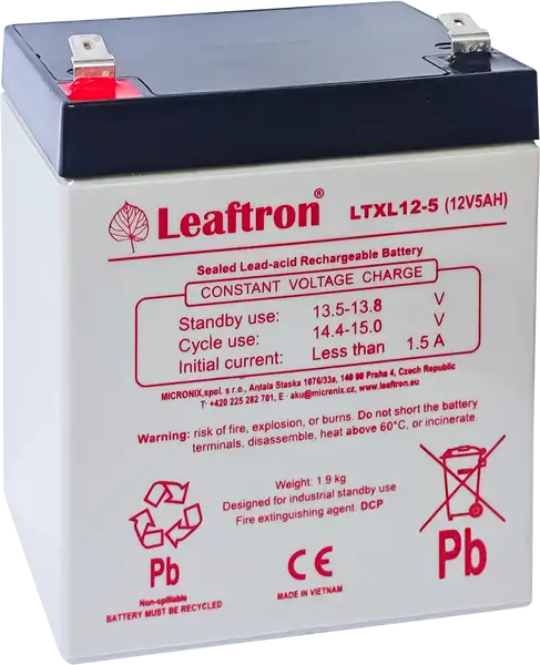 akumulátor Leaftron LTXL12-5 T2 (12V/5Ah)